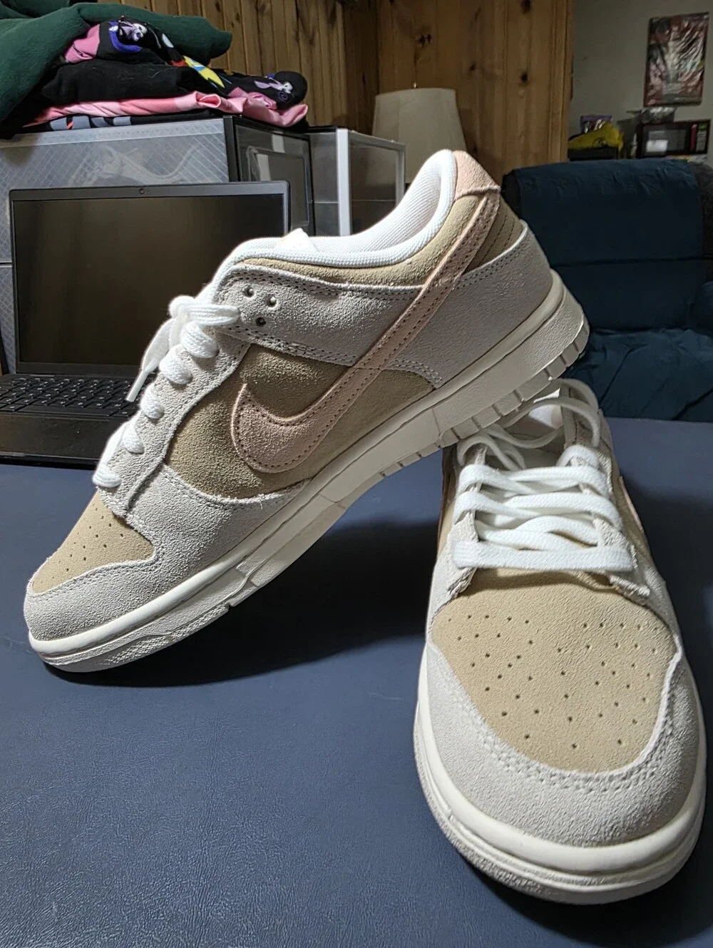 Nike Dunk Low Sneakers in Beige and White Size 10w/8.5m, New.